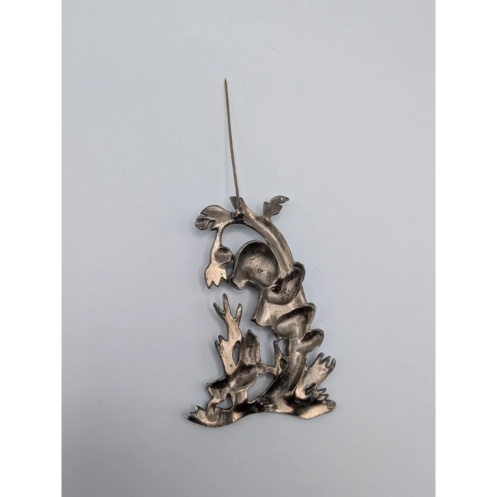 HTF Rare 1940s Pewter Silson William Regelmann Hummel Dog Chasing Boy Pin Brooch